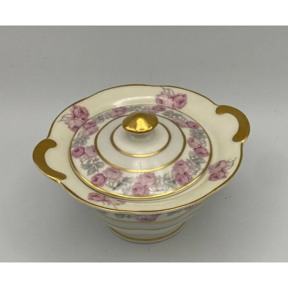 Theodore Haviland‎ New York Rosemont Sugar Bowl w/ Lid Pink Roses {sh18}